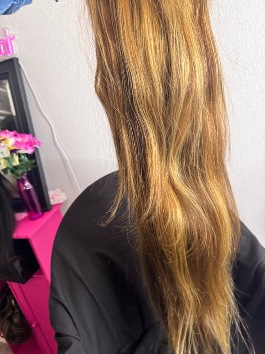 Wig Human hair Straight Piano color