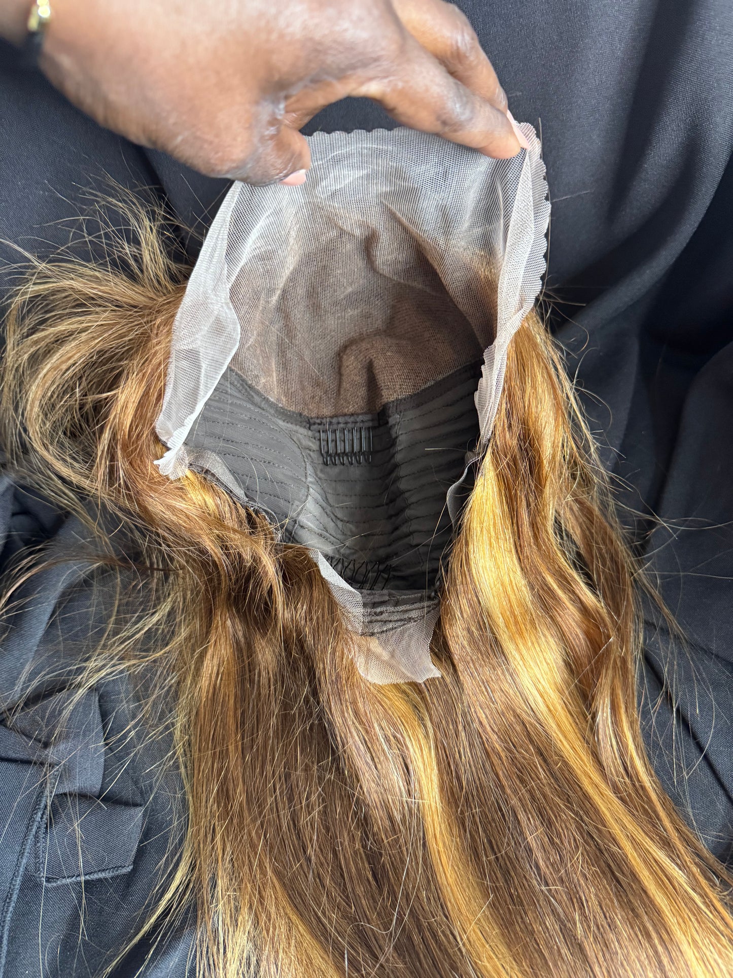 Wig Human hair Straight Piano color