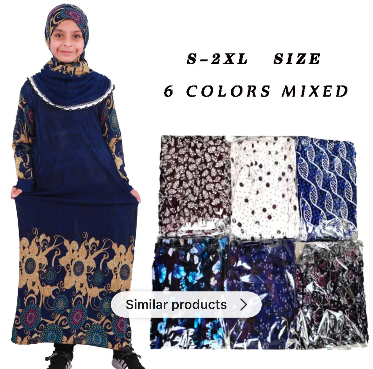 W.  Muslim Abaya Dress, From Dubai, Kids Size S/3XL